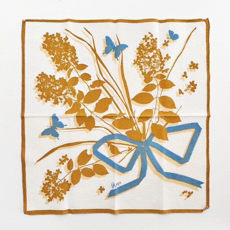 Neumann Ribbon Vintage Vera Neumann Floral Napkins - Set of 4 | Butterfly Ribbon ...