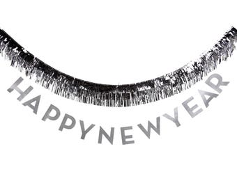 Happy New Year Fringed Banner | New Years Eve Party Supplies | NYE Decorative Holiday Backdrop