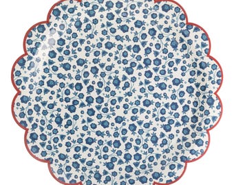 Blue Ditsy Floral Paper Plates | 4th of July Entertaining Essentials | Summer Party Tableware