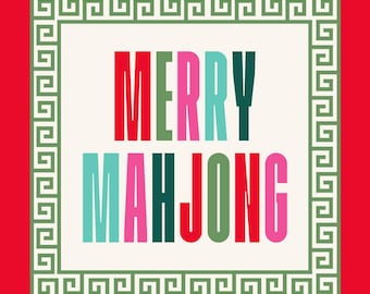Merry Mahjong Cocktail Napkins | Holiday Beverage - Appetizer Napkins | Game Day Entertaining