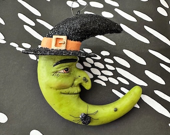 Moon Witch Ornament | Holiday Decor |  Halloween - Christmas Tree Bauble | Bethany Lowe Designs