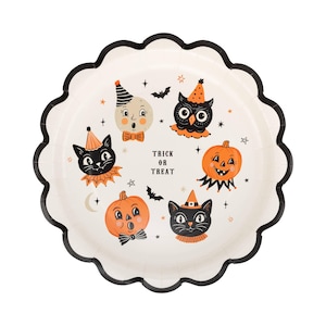 Vintage Halloween Characters Plate - 8 Ct  | Halloween Party Tableware | Fall Entertaining