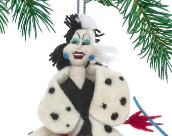 Felt Cruela Ornament | Classic Villain Christmas Tree Decor