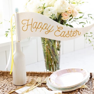 Happy Easter Felt Pennant | Easter Sunday Celebration Tableware Decor