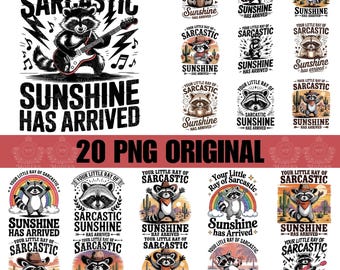 20 Your little ray of sarcastic sunshine Svg, Funny raccoon Svg, Sarcastic Svg, Has arrived Svg, Sassy raccoon Trendy design sublimation PNG