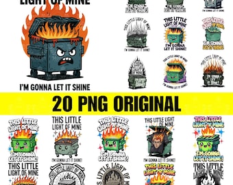 20 Funny Dumpster Fire Clipart, This Little Light of Mine PNG,Emotional Dumpster Fire,It's All Good PNG, Snarky Sublimation Design,DTF Shirt