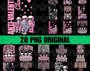 20 Anti Valentine Club Png, Valentine's Day, Funny Valentine's Png, Valentine Friends Shirt Png, Single Girls Png, Retro Skeleton Png