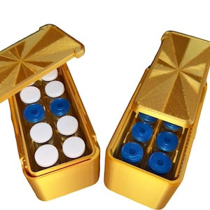 x2 10ct Peptide Vial Slide Lock Cases - Gold