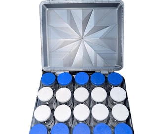 10ml Peptide Storage Case / Holds 20 Vials - Black/White
