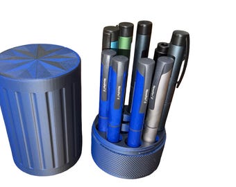 Peptide Canister - Holds 12 Pens - Matte Black / Blue