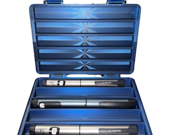 5 Pen Peptide/Insulin Case - Black/Blue