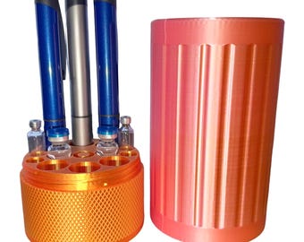 Peptide Canister - Holds 6 Pens, 2 Vials & 4 Pen Cartridges w/purge - Pink/Gold