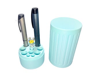 Peptide Canister - Holds 6 Pens, 2 Vials & 4 Pen Cartridges w/purge - Powder Blue