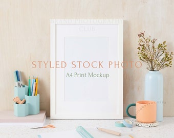 Artwork Mockup Frame - Artist Desk - a4 and a3 Digital Styled Stock Photo - PSD & JPEG