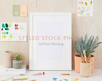 Artwork Mockup Frame - Artist Desk - a4 and a3 Digital Styled Stock Photo - PSD & JPEG