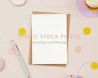 Greeting Card Mockup - Cakes -  A6 Digital Styled Stock Photo - Flat lay 6x4, PSD & JPEG