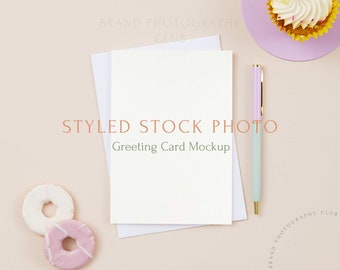 Greeting Card Mockup - Cakes -  A6 Digital Styled Stock Photo - Flat lay 6x4, PSD & JPEG