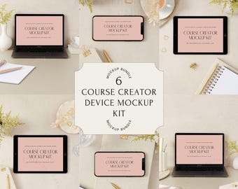 Course Creator Mockup Bundle | iPhone, Laptop, iPad PSD (Digital Download)