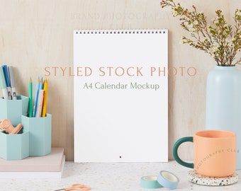 Calendar Mockup - Desk - a4 Digital Styled Stock Photo - PSD & JPEG