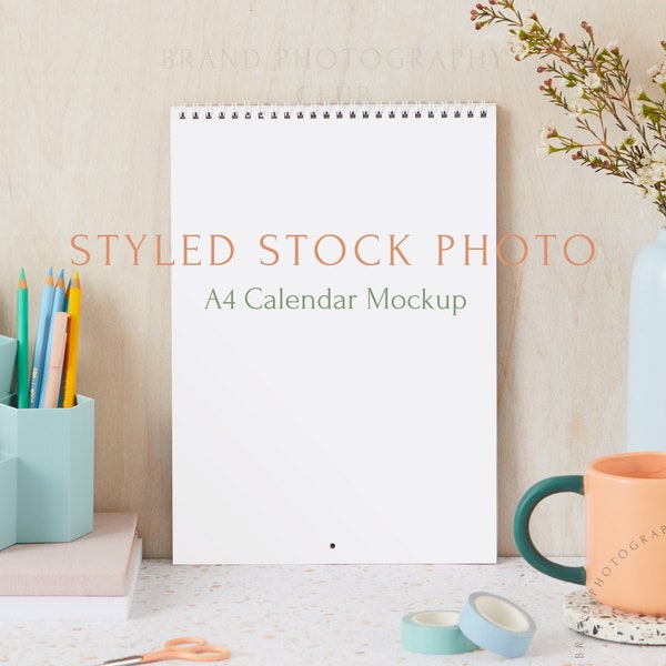 Calendar Mockup - Desk - a4 Digital Styled Stock Photo - PSD & JPEG