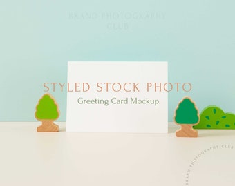 Greeting Card Mockup - Kids wooden Toys -  A6 Digital Styled Stock Photo - 6x4, PSD & JPEG