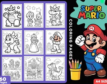 60 Super Mario Printable Coloring Pages – Mario Bros Coloring PDF – Fun Kids Activity Sheets | Instant download