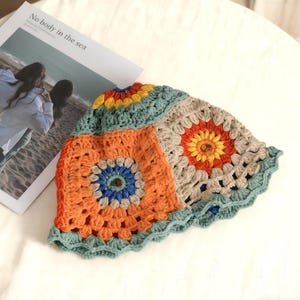 Handmade Crochet Granny Square Beanie | Y2K Retro Style