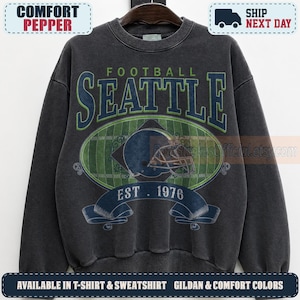 Seattle Football Vintage Sweatshirt, 90s Retro Graphic Tee, Game Day Oversized T-Shirt, Comfort Colors Shirt, Football Fan SSH06
