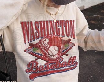 Retro Washington Baseball-Sweatshirt, gewaschenes T-Shirt, übergroßes Comfort Colors Shirt