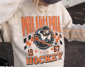 Philadelphia Hockey Vintage Sweatshirt, Retro Washed T-Shirt Comfort Colors Tee, Game Day Oversized Hoodie