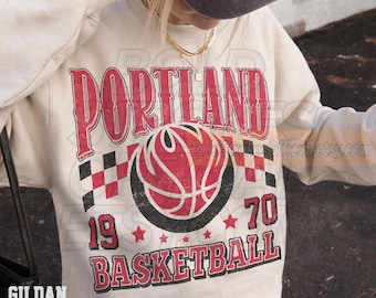 Portland Basketball Vintage Sweatshirt, Washed T-Shirt Comfort Colors Tee, Game Day Oversized Hoodie