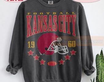 Kansas City Football Vintage Sweatshirt, 90s Retro Graphic Tee, Game Day Oversized T-Shirt, Comfort Colors Shirt, Football Fan KCF29F