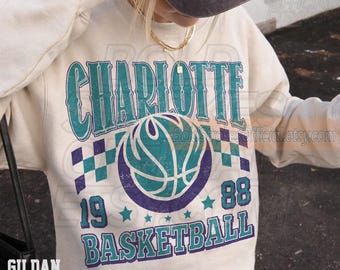 Charlotte Basketball Vintage Sweatshirt, Washed T-Shirt Comfort Colors Tee, Game Day Oversized Hoodie