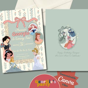 Vintage Princess Birthday Invitation (Digital Download) 5x7" Printable & Text Invite