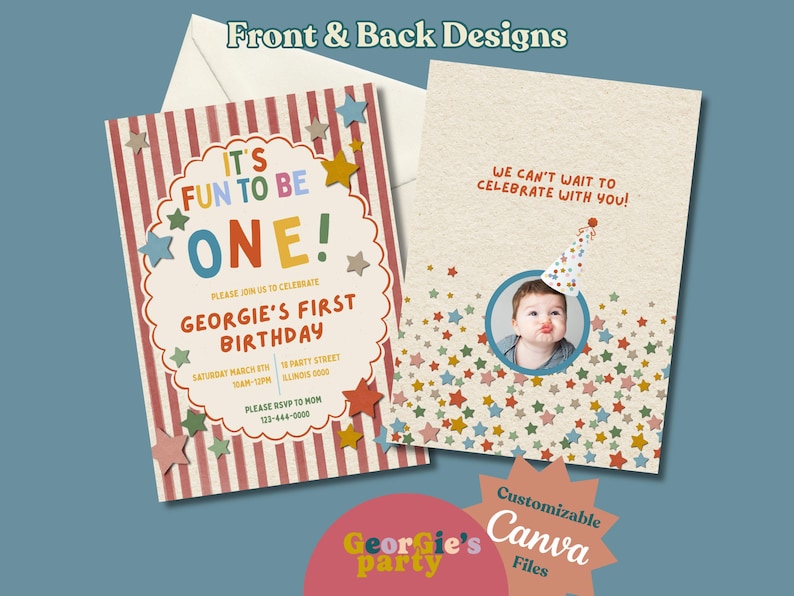 It's Fun to Be One! Printable & Digital Birthday Party Invite. image 5