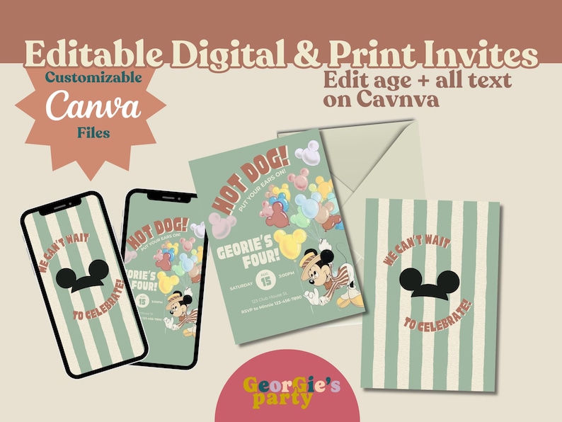 Vintage Mickey Birthday Bundle - Digital Download image 2