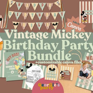 Vintage Mickey Geburtstag Bundle - Digital Download