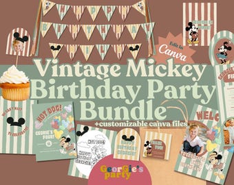 Vintage Mickey Birthday Bundle - Digital Download