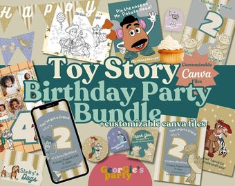 Paquete de decoración de cumpleaños de Toy Story. Descarga digital.