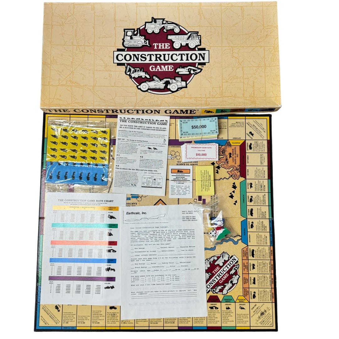 The Construction Game Very Rare 1993 Limited FIRST 2500 Made USA UNUSED ...