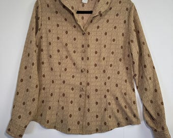 Chemisier Pendleton Classic pour femme, taille 10, marron clair à pois géométriques.