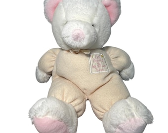 Russ Baby Teddy Bear Plush Wht Cream God Danced The Day You Were Born Rattle 12"