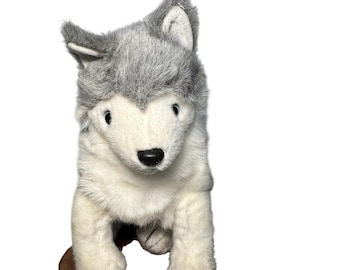 TY Classic Timber Siberian Gray Husky Dog Wolf Plush Stuffed Animal Toy 14" 1993