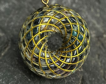 Quartz crystal necklace 18Kgold plated torus Rodin coil pendant Orgonite spiritual gift jewelry