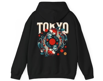 Sweat à capuche unisexe rétro poisson koi - sweat-shirt koi japonais vintage, pull koi porte-bonheur, sweat à capuche streetwear, cadeau esthétique du Japon, art zen