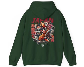 Retro Koi Fisch Hoodie - Vintage japanisches Streetwear-Sweatshirt, Zen-Art-Pullover