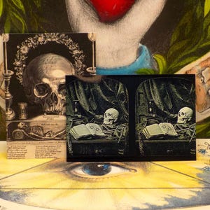 Totenkopf Stereo Betrachter und 8 Postkarten