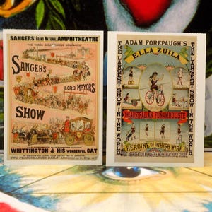 9 cartes postales victoriennes sur le thème du spectacle et du cirque