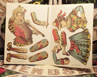 Pierrette and Pulcinelle Jumping Jack Puppets