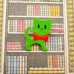Vintage Green Cat Brooch Made in Germany